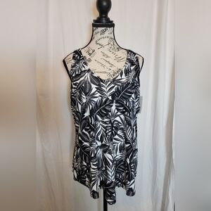 NWT Monochrome Leaf Print Women's Swim Tank Top
